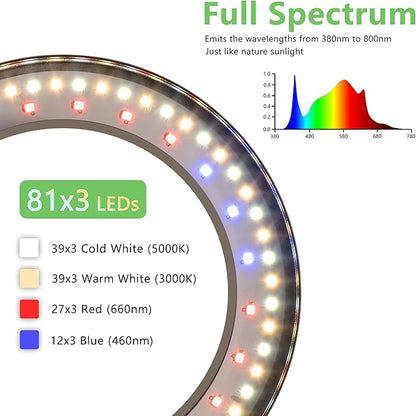 Grow Light for Indoor Plants, 3-Head Full Spectrum LED Tall Plant Lights with Timer, 3 Color Modes Standing Floor Growing Lamp, 74" Height Adjustable, 10 Dimmable Levels for Large Plants