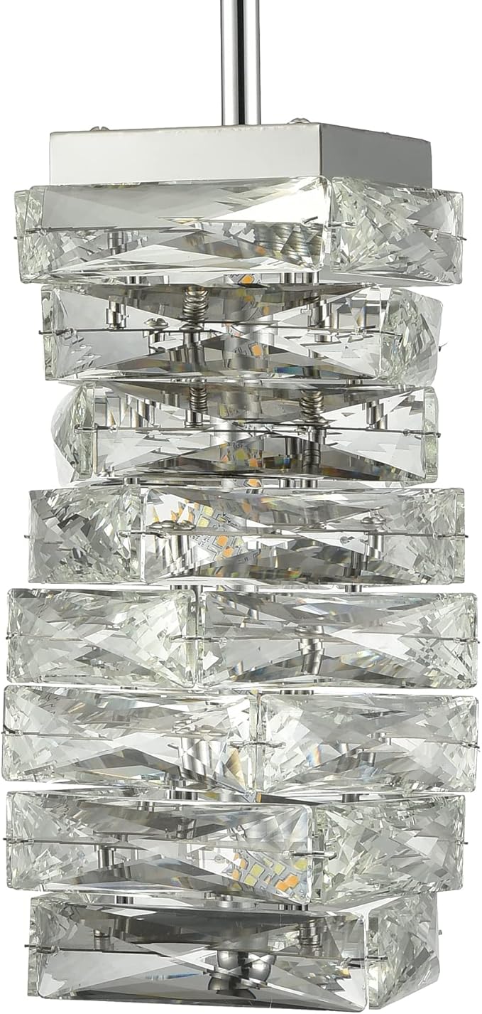 Modern Crystal Pendant Light Bathroom LED Chrome Mini Pendant Lights Kitchen Island, 8W, 4000K, NOT Dimmable