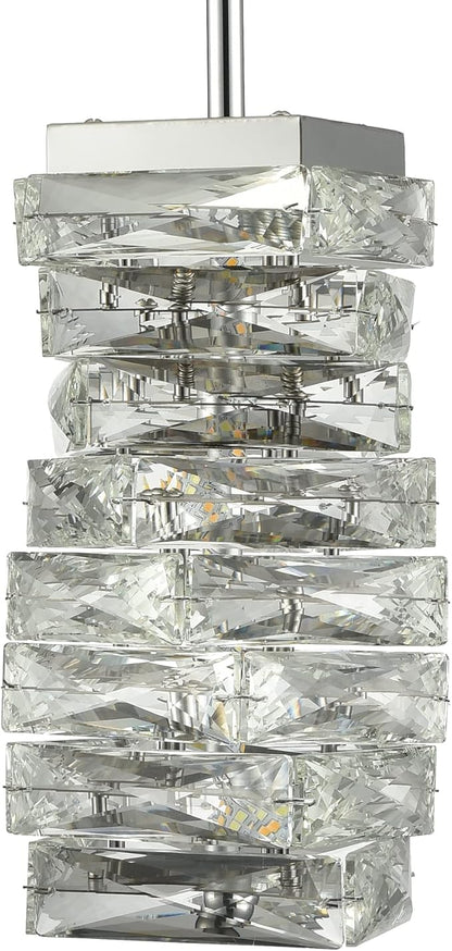 Modern Crystal Pendant Light Bathroom LED Chrome Mini Pendant Lights Kitchen Island, 8W, 4000K, NOT Dimmable