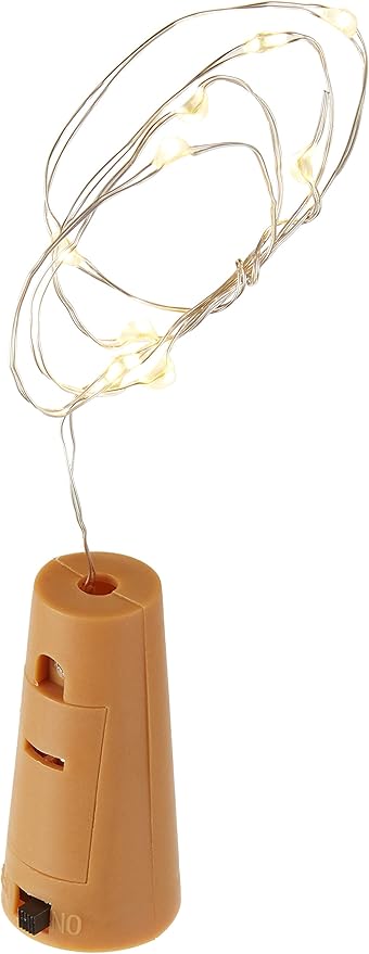 LumaBase Battery Operated Wine Cork with White Fairy String Lights - Set of 6