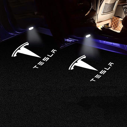 Car Door Lights for Model S/3/X/Y Logo Projector 4 Pack Tesla Puddle Lights LED Welcome Lights Ghost Shadow for Model 3/S/Y/X Accessories