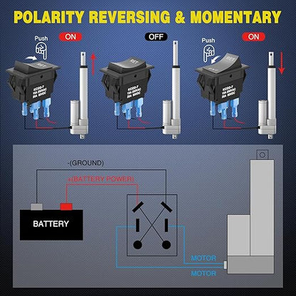 Nilight RET EXT Reverse Polarity Toggle Switches 2PCS On Off On DPDT 3 Position 12VDC Motor Control Power Jack Leveling Momentary DPDT 4Pin 20A Switch w/Jumper Wire for Tongue Trailer