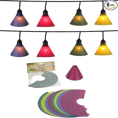 Multi Colored Light Covers for Outdoor Lights – 8 Pack LED Light Covers Decorative for String Lites – Outdoor Lite Bulb Cover Shades – Patio, Garden, Backyard Party Lighting