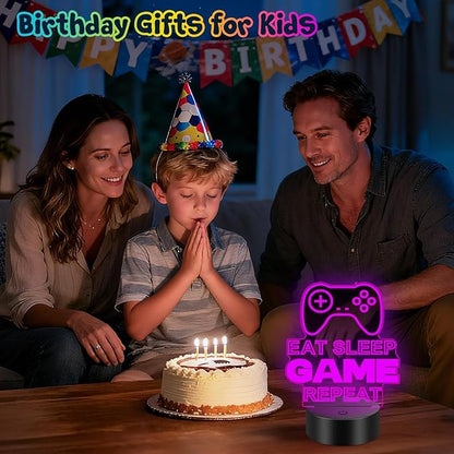 Linkax Gaming Gifts Stocking Stuffers for Teens Boys Girls, 3D Illusion Lamp Night Light Room Decor 16 Colors Change, Birthday Gifts for 6 7 8 9 10 11 12 Year Old Boy
