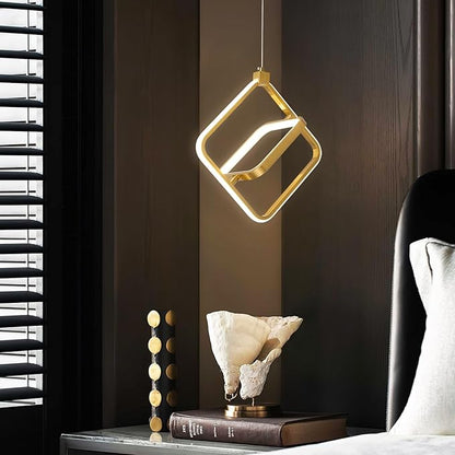 Modern LED Chandelier Gold Rectangular Pendant Light Fixtures 4000K 20W Dimmable Height Adjustable Pendant Lighting for Dining Room Kitchen Island Bedroom Living Room Foyer（3-Pack）