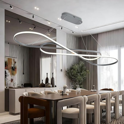 Large Led Chandeliers for Dining Room 59.06in Big Pendant Light for Kitchen Island Dimmable with Remote Ceiling Hanging Pendant Light Height Adjustable for Living Room