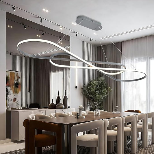 Large Led Chandeliers for Dining Room 59.06in Big Pendant Light for Kitchen Island Dimmable with Remote Ceiling Hanging Pendant Light Height Adjustable for Living Room