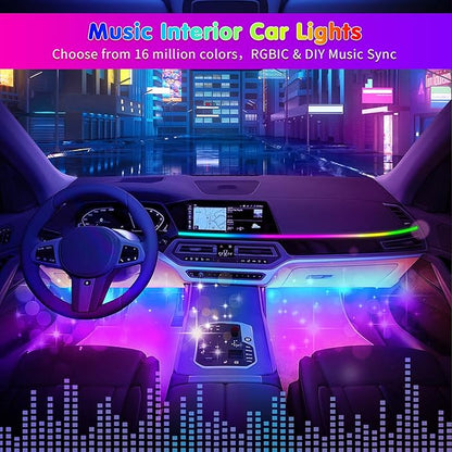DUOFU365 Car Led Light Interior, RGB Dreamcolor Inside Car Light Music Sync, Under Dash Footwell automotive Strip Light, 12V Acrylic Strip Light for Vehicle, Truck,Jeep, SUV with Car Charger(1set)