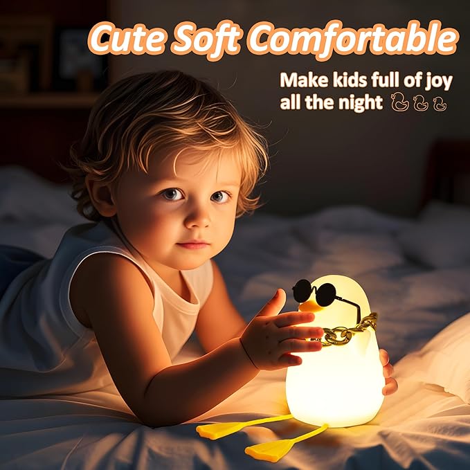 Anywin Duck Night Light for Kids, Cute Benson Ducks Gifts, Squishy Touch Silicone Animal Nursery Bedside Lamp Goose Gifts, Dimmer & Rechargeable, Birthday Gifts for Boys Girls Women Teen(Hip Hop Duck)