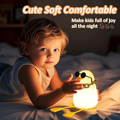 Anywin Duck Night Light for Kids, Cute Benson Ducks Gifts, Squishy Touch Silicone Animal Nursery Bedside Lamp Goose Gifts, Dimmer & Rechargeable, Birthday Gifts for Boys Girls Women Teen(Hip Hop Duck)