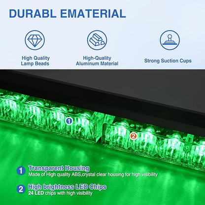 Nilight 24LED Emergency Strobe Traffic Advisor Light Bar 2 in 1 Green Dash Warning Safety Flashing Lights Front/Rear Windshield Construction Lights for Trucks Cars Plow Police Firefighter Vehicles