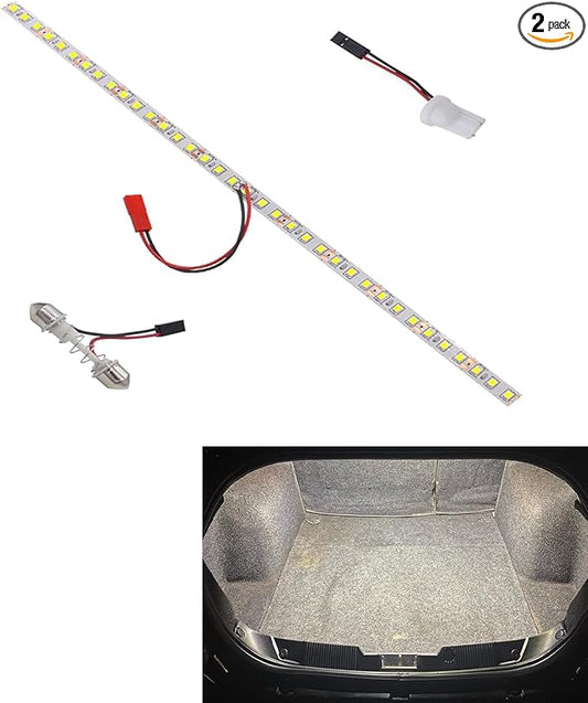BMTxms LED Strip Light，60pcs SMD 2835 - Trunk LED Light for Car Trunk Cargo Area or Interior Illumination Decoration,4000 Lumens 6000K Xenon White, Easy Install Auto Accessories (2 Pack)
