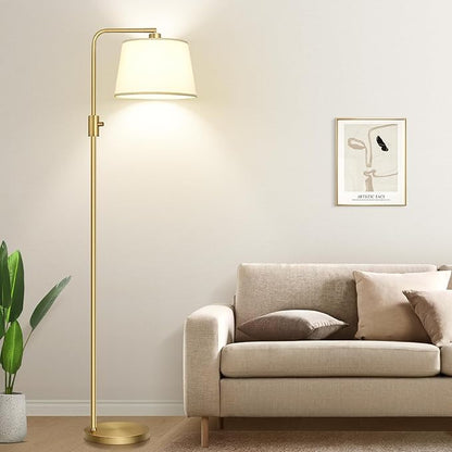 【Upgraded】 Dimmable Floor Lamp, 1000 Lumens LED Edison Bulb Included, Arc Floor Lamps for Living Room Modern Standing Lamp with Shade, Tall Lamps for Living Room Bedroom Office Dining Room - Gold