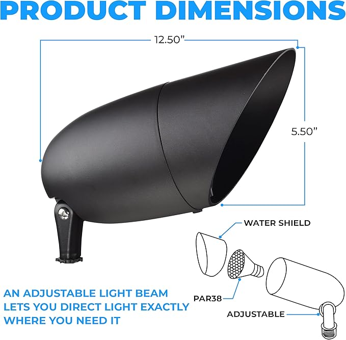 1-Light Landscape Flood Light Fixture - 150W Non-Dimmable Halogen - Outdoor Ceiling Mount - Dark Bronze; OL-66362
