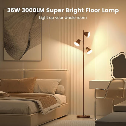 SIBRILLE 36W LED Tree Floor Lamp, Dimmable Tall Standing Lamp with Remote & Touch Control, 4 Color Temperatures Bright Floor Lamp, 3 Rotatable Light Modern Floor Lamps