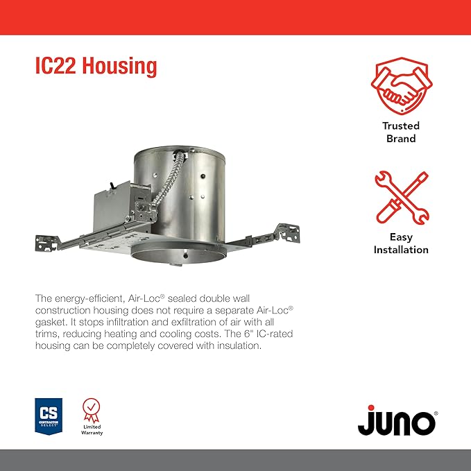 Juno Lighting IC22R Contractor Select 6-Inch IC Rated Universal Incandescent Remodel Housing