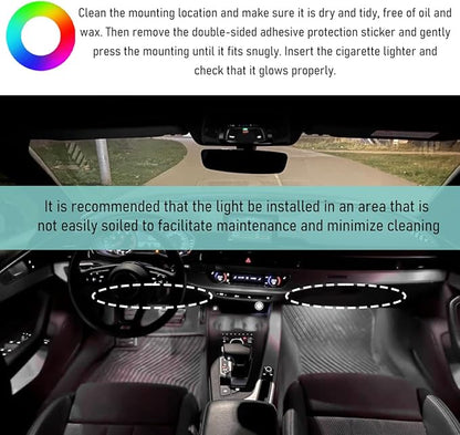 Yourkar Car LED Strip Light, 24 LED Interior Under Dash Atmosphere Lights with Cigarette Lighter, Vehicle Decor Lamp Ambient Night Light Strip Lighting, Universal Car Accessories (White)
