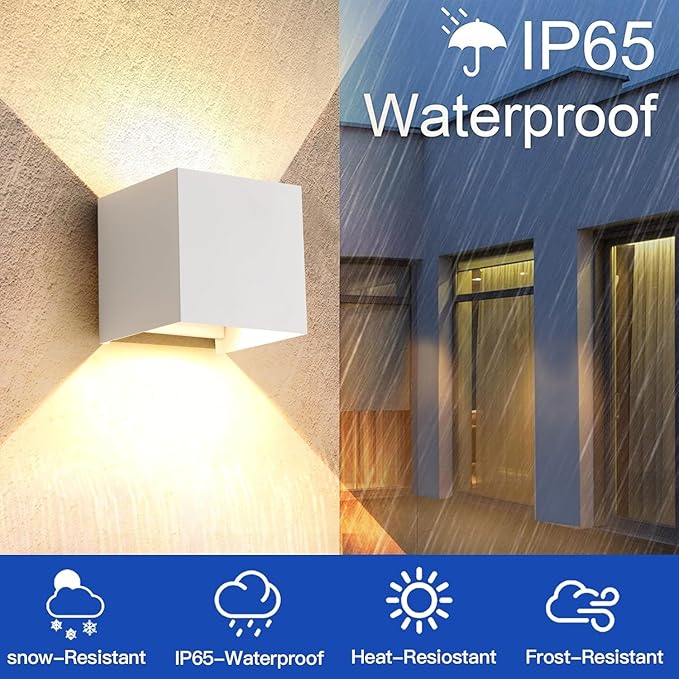 2-Pack 20W LED Outdoor Wall Lights Exterior/Interior,3 Colors Adjustable Wall Sconce,Modern Square Aluminum Wall Light,Up and Down Outdoor Lighting Fixtures,IP65 Waterproof Porch Light, ETL Listed