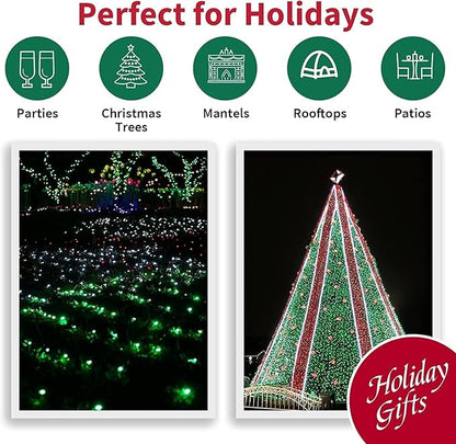 LAMPHOME St. Patrick's Day Mini String Lights,Green st Patricks Day Tree Decorations,300Lights 63.8ft(2pk of 150L) Christmas Light for Outdoor Christmas Tree Garden Holiday Party Patio Decor