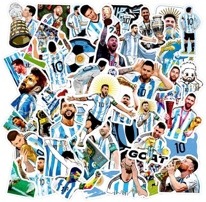 50PCS Soccer Player Messi Sticker for Fans, Vinyl Waterproof Laptop Water Bottle Stickers for Aldults Boys Girls Teens Cool Soccer Sport