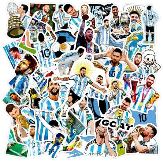 50PCS Soccer Player Messi Sticker for Fans, Vinyl Waterproof Laptop Water Bottle Stickers for Aldults Boys Girls Teens Cool Soccer Sport