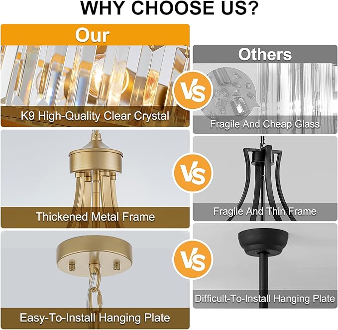 Gold Vintage Chandeliers for Dining Room, 15.7" Modern Crystal Round Pendant Lights Kitchen Island Over Table,4-Light Foyer Chandelier for Entryway Bathroom Bedroom Living Room