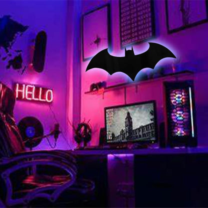 Superhero LED Lamp Decor Night Light with 16 Colors Remote Control Custom Natural Wall Sconce Acrylic Engraved Kids Room Wall Lamp for Boys Friends Gift (Mirror) (Black)