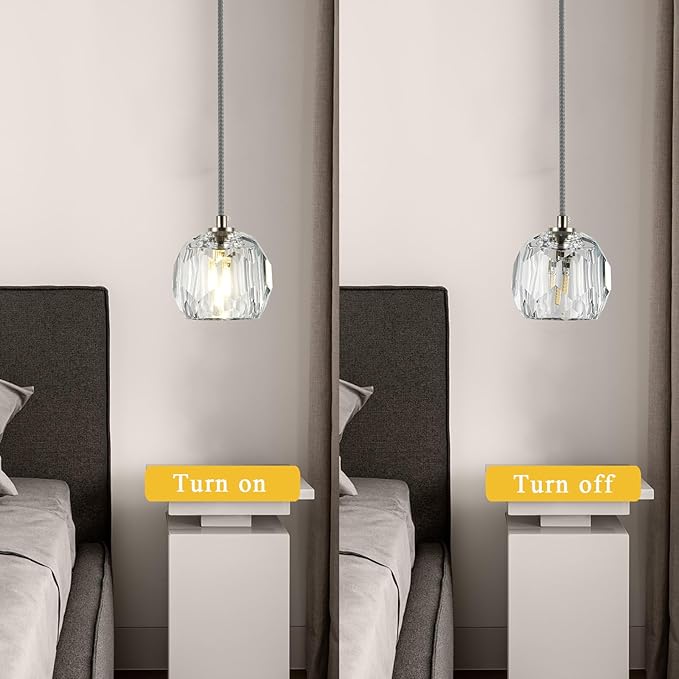 Modern Crystal Pendant Light Fixtures, Single Raindrop Hanging Lamp, Small 1 Light Farmhouse Chandelier for Dining Room Bedroom Bathroom Kitchen Island