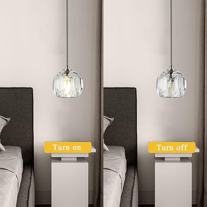 Modern Crystal Pendant Light Fixtures, Single Raindrop Hanging Lamp, Small 1 Light Farmhouse Chandelier for Dining Room Bedroom Bathroom Kitchen Island