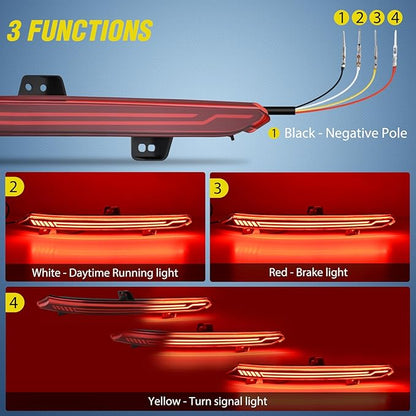 Nilight Rear Bumper Tail Light Compatible with 2018 2019 2020 2021 2022 Honda Accord 10th Red Lens LED Reflector Rear Bumper Lamps Brake Turn Signal Sequential Flashing Driving Taillights Replacement