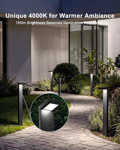 Low Voltage Landscape Lights, 8 Pack Outdoor LED Pathway Light, Wired Path Lighting for Walkway, Garden, IP65 Waterproof, 150LM, 4000K, Modern Cast-Aluminum, Black
