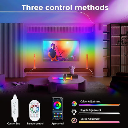 Smart ICRGB LED Lights Bars, Borllyem TV Backlight with Double Light Beads, App Control, RF Remote, Music Syncing and 47Modes for Gaming, Room Decoration