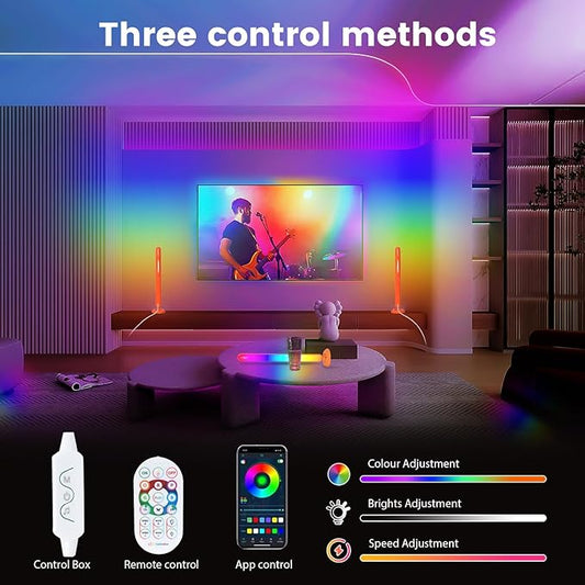 Smart ICRGB LED Lights Bars, Borllyem TV Backlight with Double Light Beads, App Control, RF Remote, Music Syncing and 47Modes for Gaming, Room Decoration
