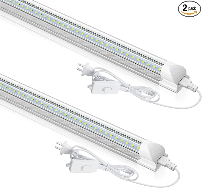 CNSUNWAY LED Shop Light 3FT, 34W 6500K Cool White, T8 LED Tube Lights, 4760LM V-Shape Ceiling Shop Lights, Linkable Under Counter Light for Kitchen, Garage, Workbench, Basement, ETL Listed (2-Pack)