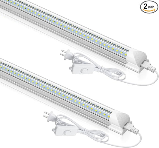 CNSUNWAY LED Shop Light 3FT, 34W 6500K Cool White, T8 LED Tube Lights, 4760LM V-Shape Ceiling Shop Lights, Linkable Under Counter Light for Kitchen, Garage, Workbench, Basement, ETL Listed (2-Pack)