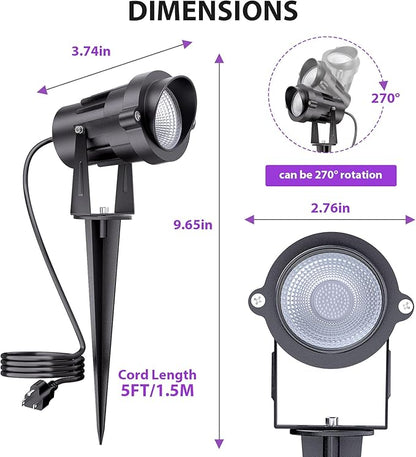 Onforu 18W Black Light Spotlight Outdoor, IP65 Waterproof Blacklight Spot Lights, 385-400nm Wavelength, Plug-in Halloween Black Lights for Glow Party, Body Paint, Stage Lighting, Neon Decor (2 Pack)