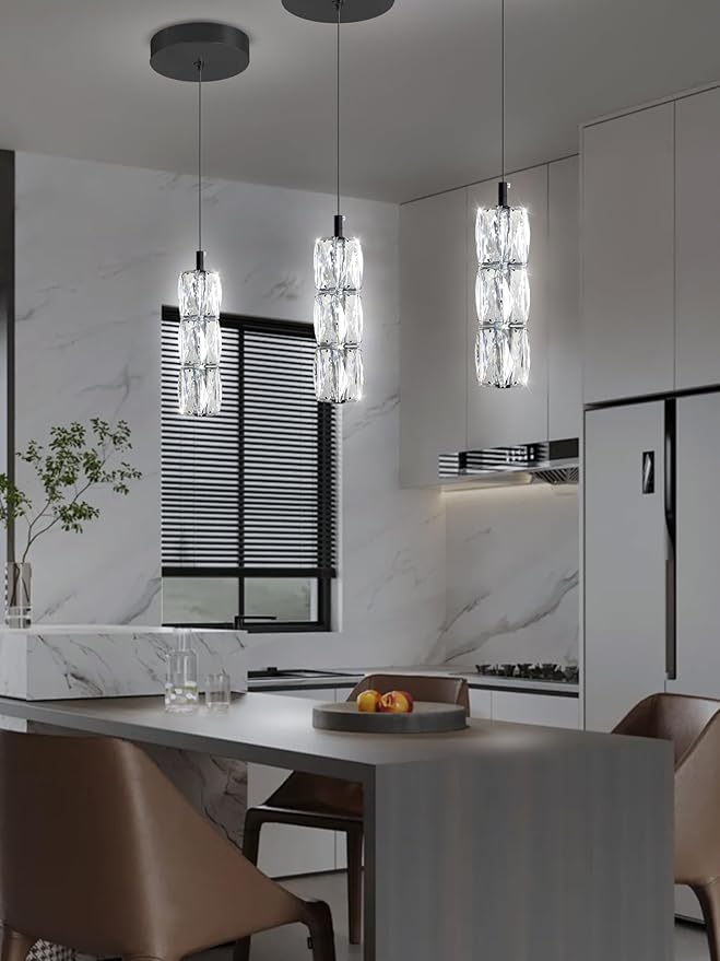 ykolupty Modern Pendant Lighting 1-Light Chandelier Black Pendant Light Indoor Hanging Light Fixture for Kithchen Island Dinning Room Bedroom