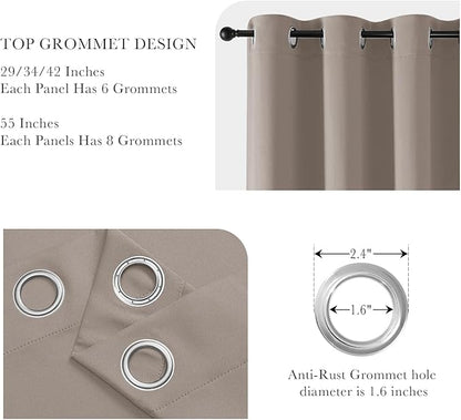 PONY DANCE Blackout Curtains for RV Camper Windows, Privacy Thermal Insulated Mini Curtains & Drapes for Bedroom Bathroom Kitchen Door Window Farmhouse Cover(2 Panels, W 42 x L 36 inches, Light Taupe)