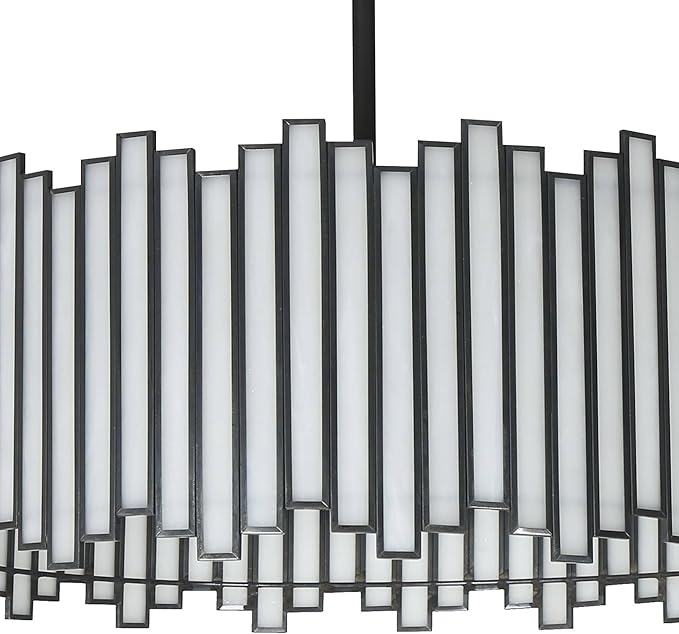 KSANA Black Drum Chandelier, 4-Light Modern Pendant Lights with Irregular White Glass Shade, 15.5'' Chandeliers Hanging Light Fixtures for Dining Room Kitchen Bedroom Foyer