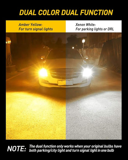 AUXITO 3157 Switchback LED Turn Signal Bulbs, 3157 LED Bulb White and Amber Dual Color 3057 3457 4157 LED Bulbs with 3030 Chipsets for Turn Signal Lights Parking Lights Tail Lights, (Pack of 2)