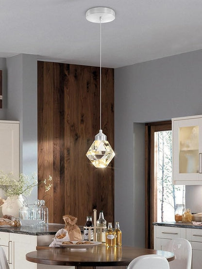 Crystal Pendant Light for Kitchen Island,Silver Chandelier Lights Fixture, Hanging Lighting Ceiling Light Fixture Modern Adjustable Pendant Lighting for Dining Room Bedroom