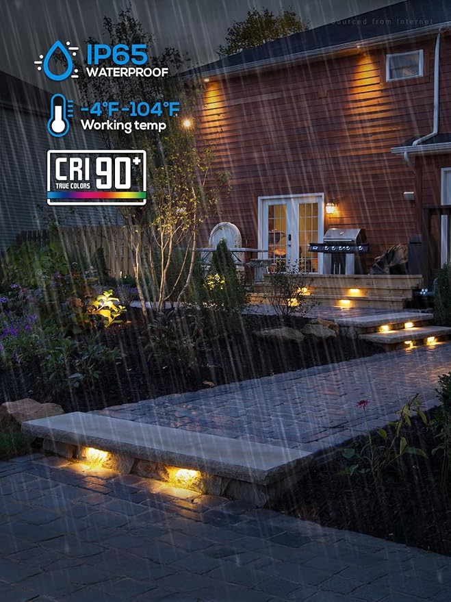 LEONLITE 7 Inch LED Hardscape Lighting, Update Retaining Wall Lights, LED Landscape Lighting, 12-24V AC/DC Paver Light Low Voltage, 3W/4W/5W Dimmable Outdoor Step Lights, 2700K Soft White, ETL, 4 Pack