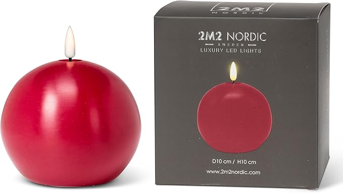 Abbott Collection Wax LED Flameless Ball Candle - Red (4" D)