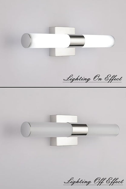 Bathroom Vanity Light Fixture, 16" Inches 8W 6000K Chrome LED Mirror Lights for Bathroom Wall Sconces Bar Lighting