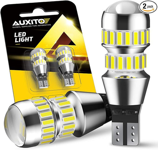 AUXITO 912 921 LED Bulbs for Backup Reverse Light Bulbs, 42-SMD 6000K Ultra Bright White, Non-polarity 906 W16W T15 921 LED Bulb Direct Back Up Parking Light Replacement Lamp, Pack of 2