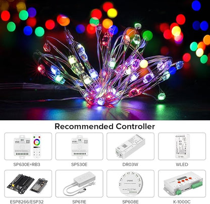 BTF-LIGHTING Chasing Dream Full Color Twinkle Decorative Light 3Pack 16.4ft Total 150LED Addressable WS2812B IC Fairy String DC5V for Kid's Bedroom, Christmas Tree, Party(No Adapter or Controller)