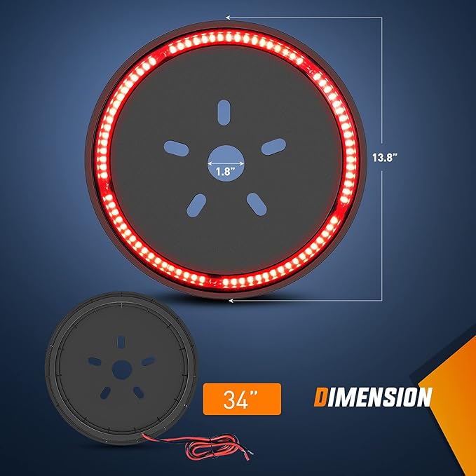 Nilight Spare Tire Brake Light Wheel Light 3rd Third Brake Light Rear lights for Wrangler 2007-2018 JK JKU YJ TJ Red Light