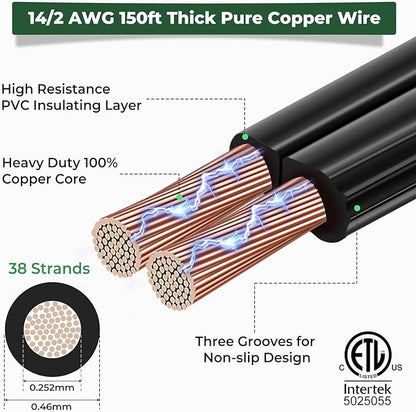 Gardencoin All-in-One LED Low Voltage Landscape Lighting Kit, 5W Spotlights with 200W Transformer 150ft Wire and 12 Fastlock Connectors, 2700K Waterproof Aluminum Fixture for House Tree Yard Garden
