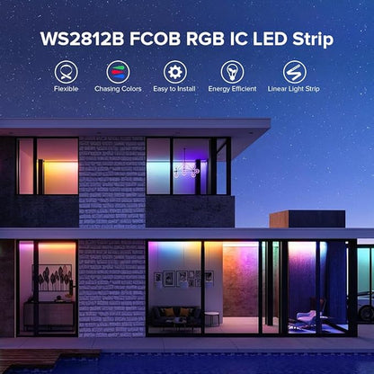 BTF-LIGHTING FCOB COB WS2811(WS2812B) IC RGB 180LED/m 720IC LED Strip DC5V 13.1FT Individual Addressable Flexible High Density Uniform Light Dream Chasing Color 10mm Width(NO Adapter or Controller)