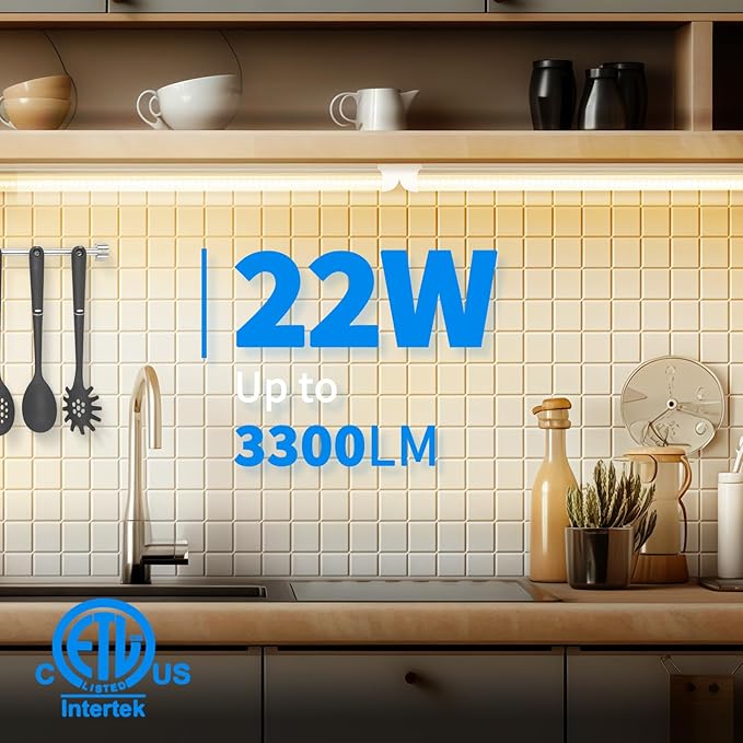 CNSUNWAY LED Shop Light 2FT, 22W 3300LM, 3000K Warm White, T8 LED Tube Lights, Ceiling and Utility Shop Lights, Linkable Light Fixture for Room, Garage, Workbench, ETL Listed (Pack of 2)